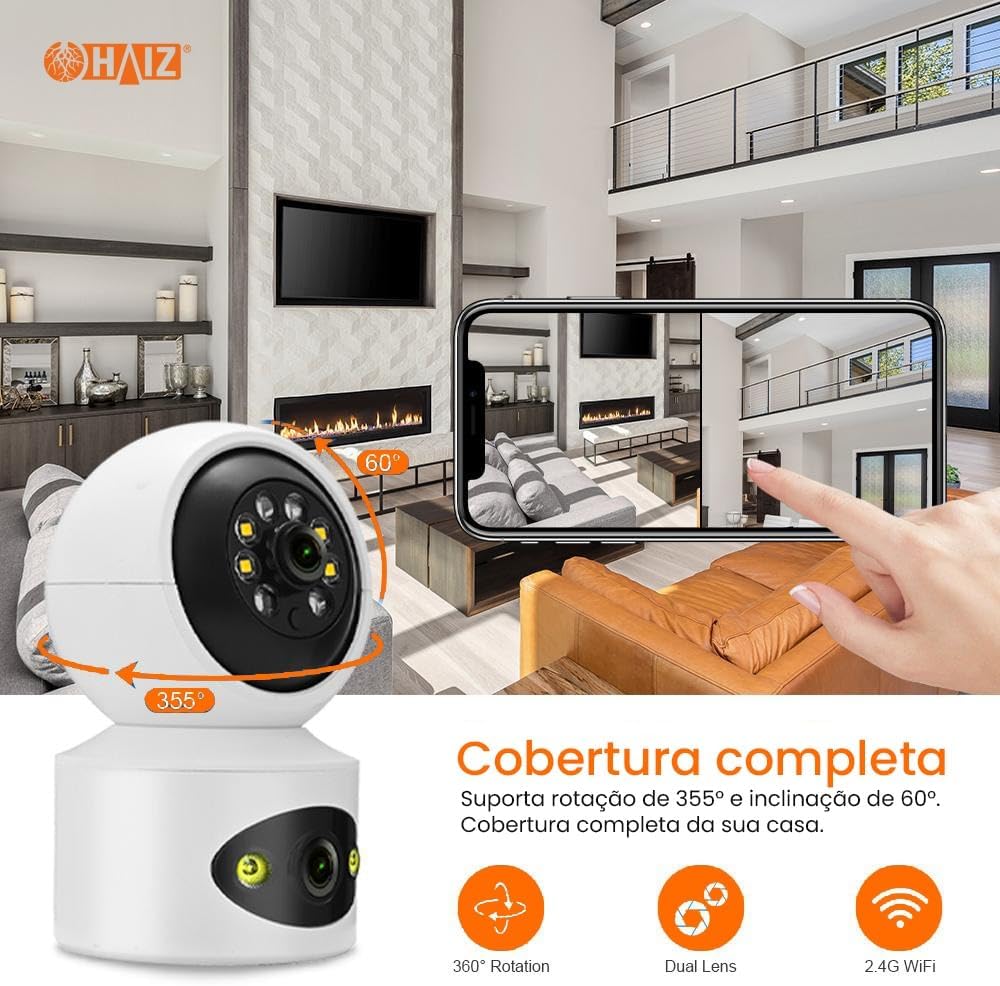 Haiz Câmera de Segurança Wi-fi Mini Botz 1080p Full HD 2mp Bivolt HZ-X1-P45 - Imagem 2