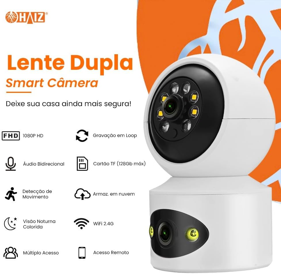 Haiz Câmera de Segurança Wi-fi Mini Botz 1080p Full HD 2mp Bivolt HZ-X1-P45 - Imagem 7