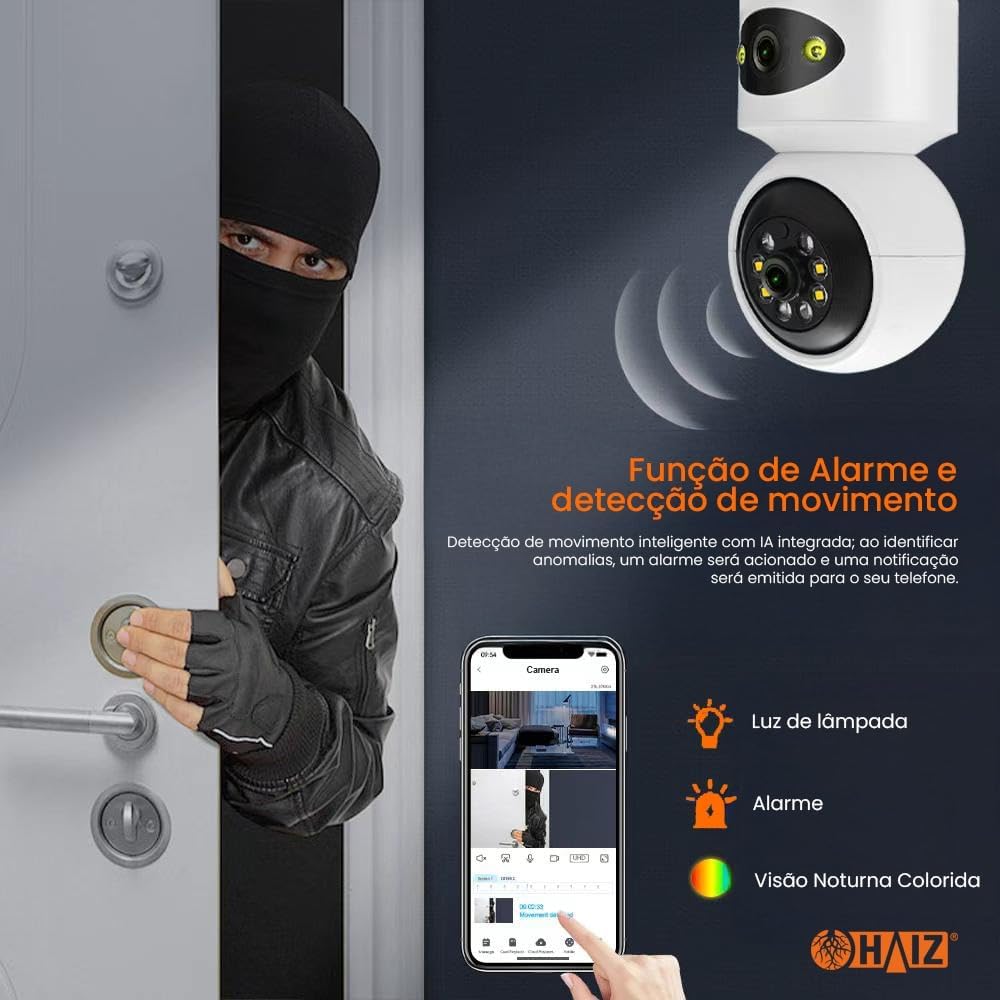 Haiz Câmera de Segurança Wi-fi Mini Botz 1080p Full HD 2mp Bivolt HZ-X1-P45 - Imagem 5